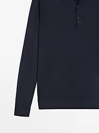 100% wool knit sweater with polo collar