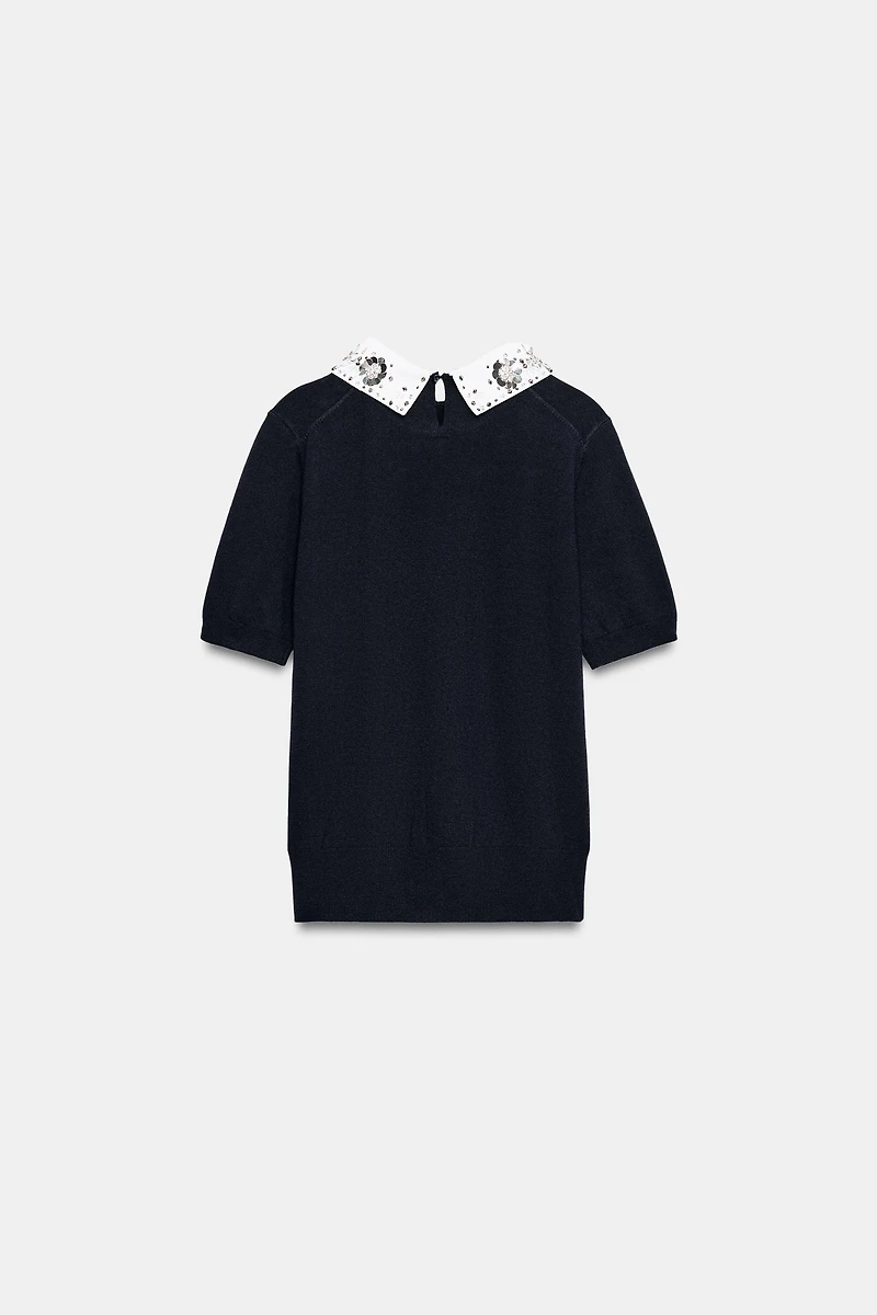 POLO EN MAILLE À FANTAISIE BIJOUX
