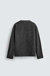 TEXTURED WOOL BLEND CARDIGAN