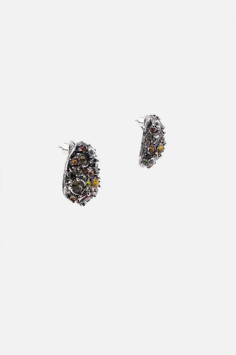 JEWELED BUTTON EARRINGS