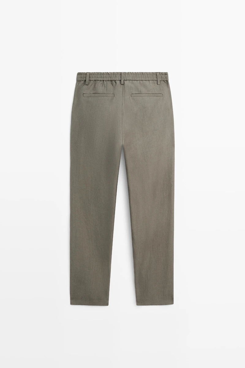 Pantalon straight 100 % lin