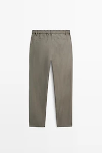 Pantalon straight 100 % lin