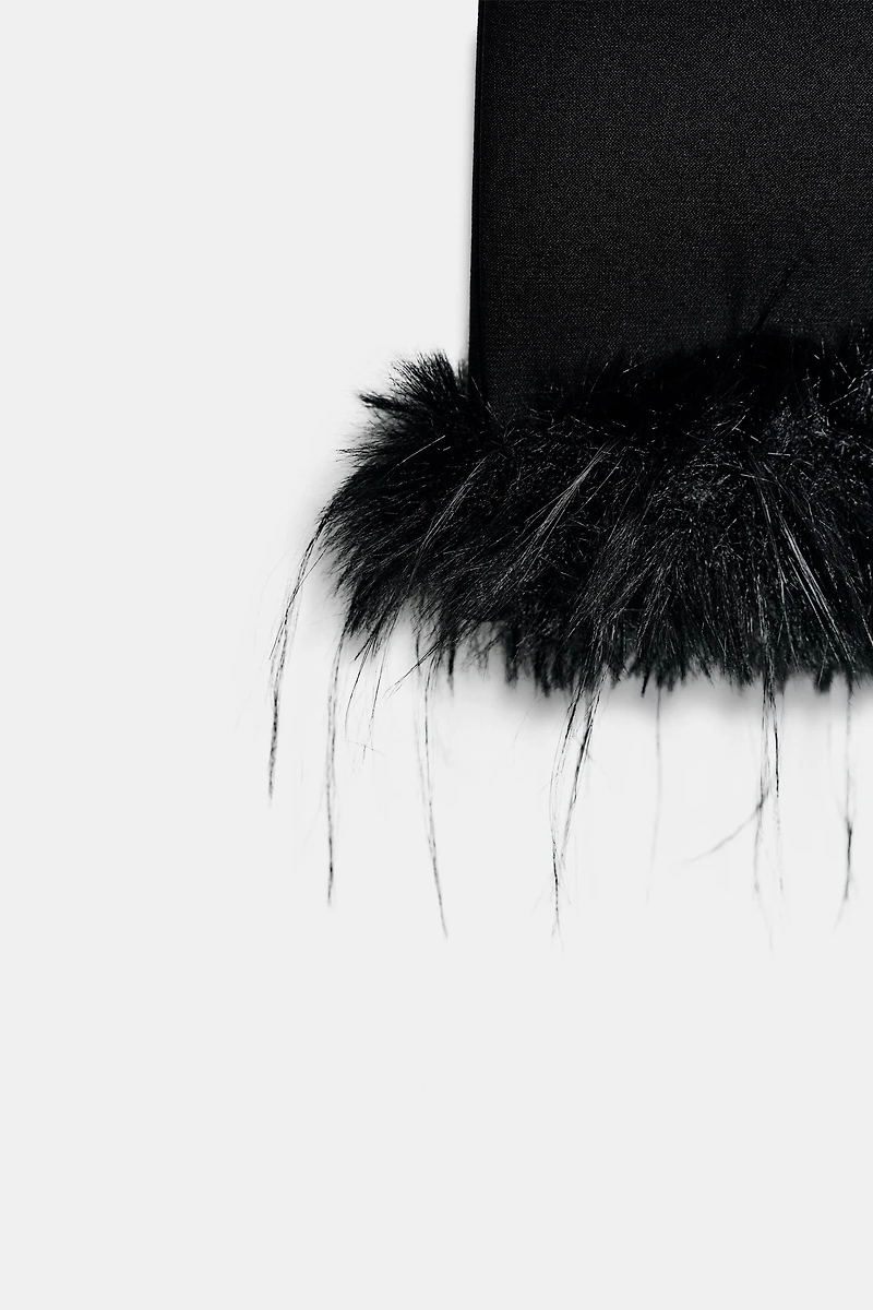 FLARE PANTS WITH FAUX FUR HEM