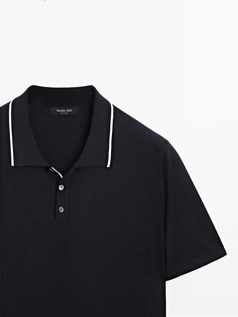 Polo en maille avec col coloré