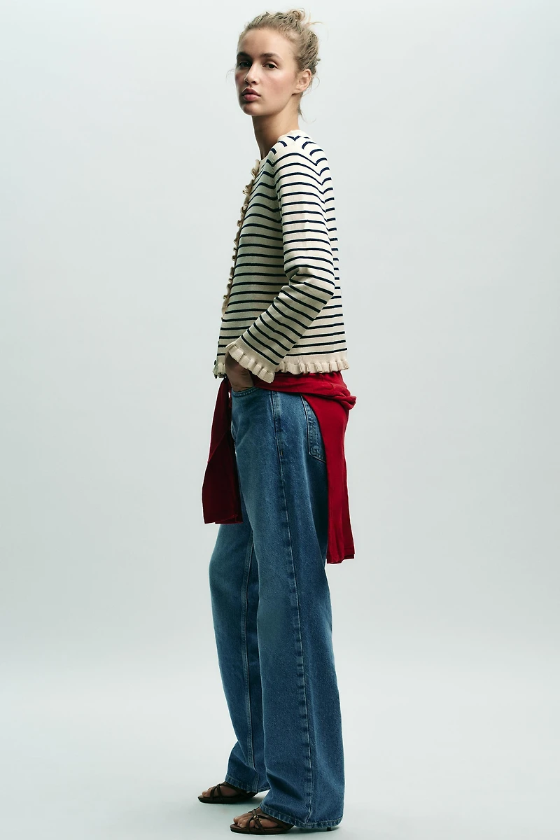RUFFLED KNIT CARDIGAN
