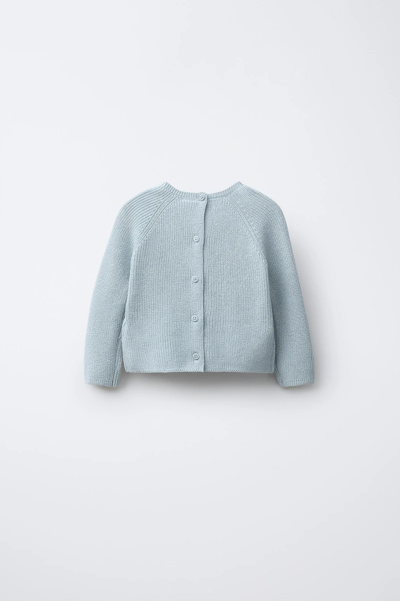 EMBROIDERED ELEPHANT PURL KNIT SWEATER