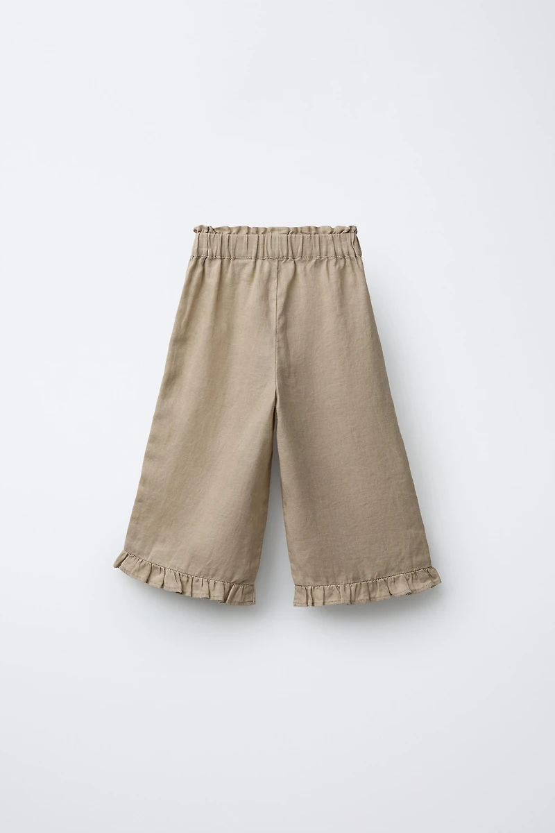 100% LINEN EMBROIDERED FLORAL PANTS