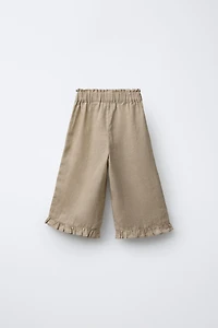 100% LINEN EMBROIDERED FLORAL PANTS