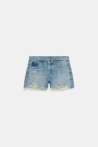 TRF RIPPED MID-RISE DENIM SHORTS