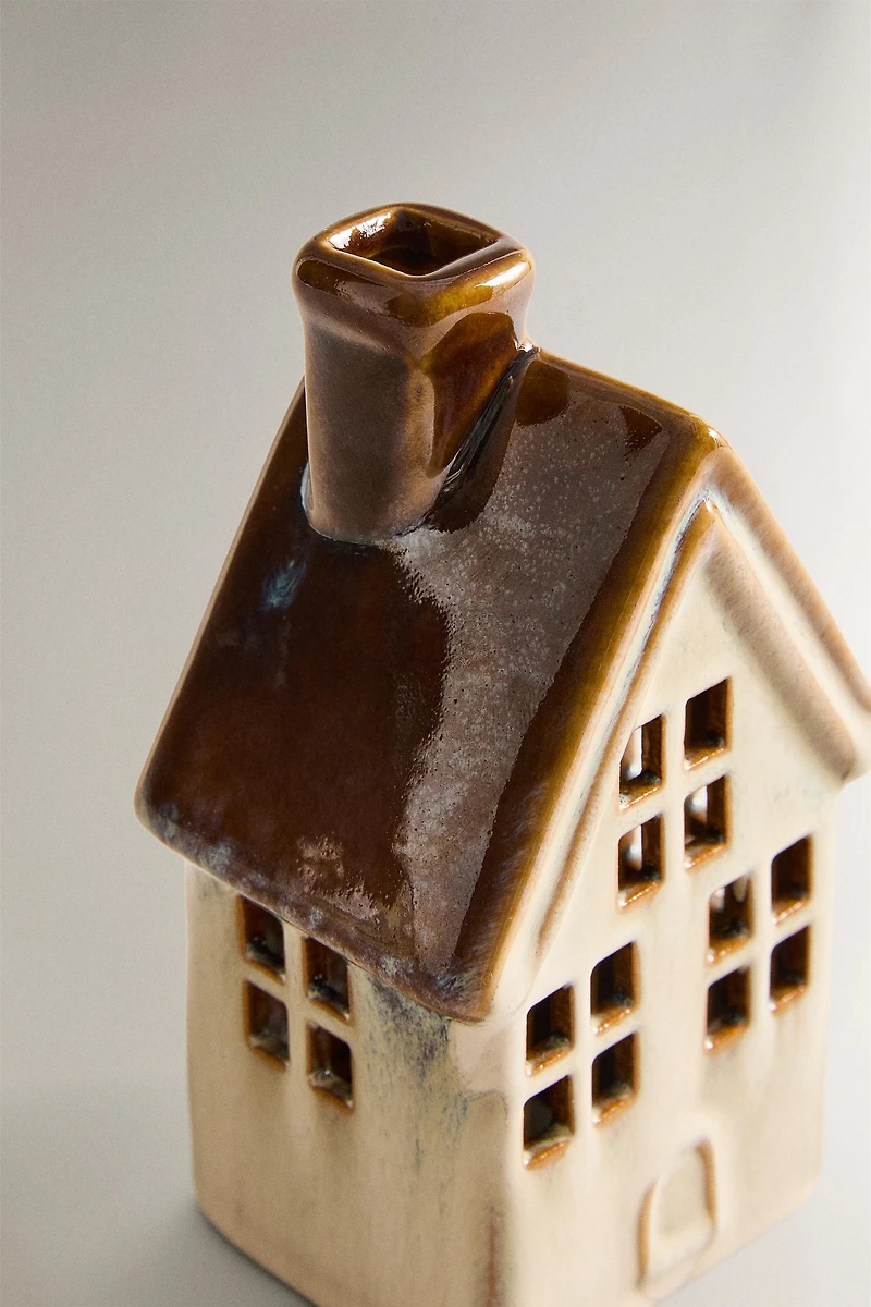 LIGHT-UP PORCELAIN HOUSE CHRISTMAS ORNAMENT