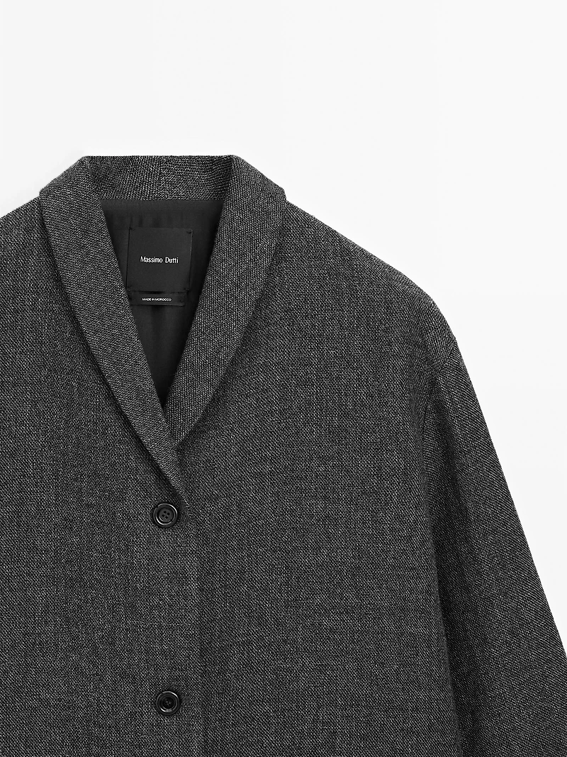 Manteau laine mi-long avec col à revers