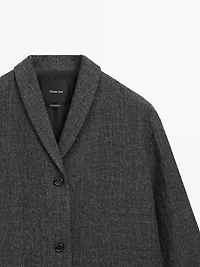 Manteau laine mi-long avec col à revers