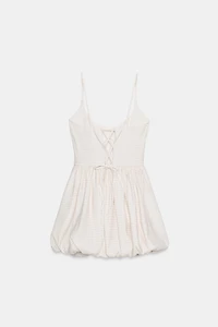 GINGHAM BALLOON MINI DRESS