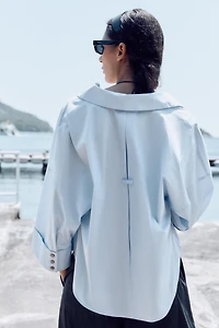 CHEMISE EN POPELINE À MANCHES LARGES