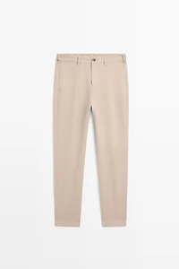 Cotton blend slim fit trousers