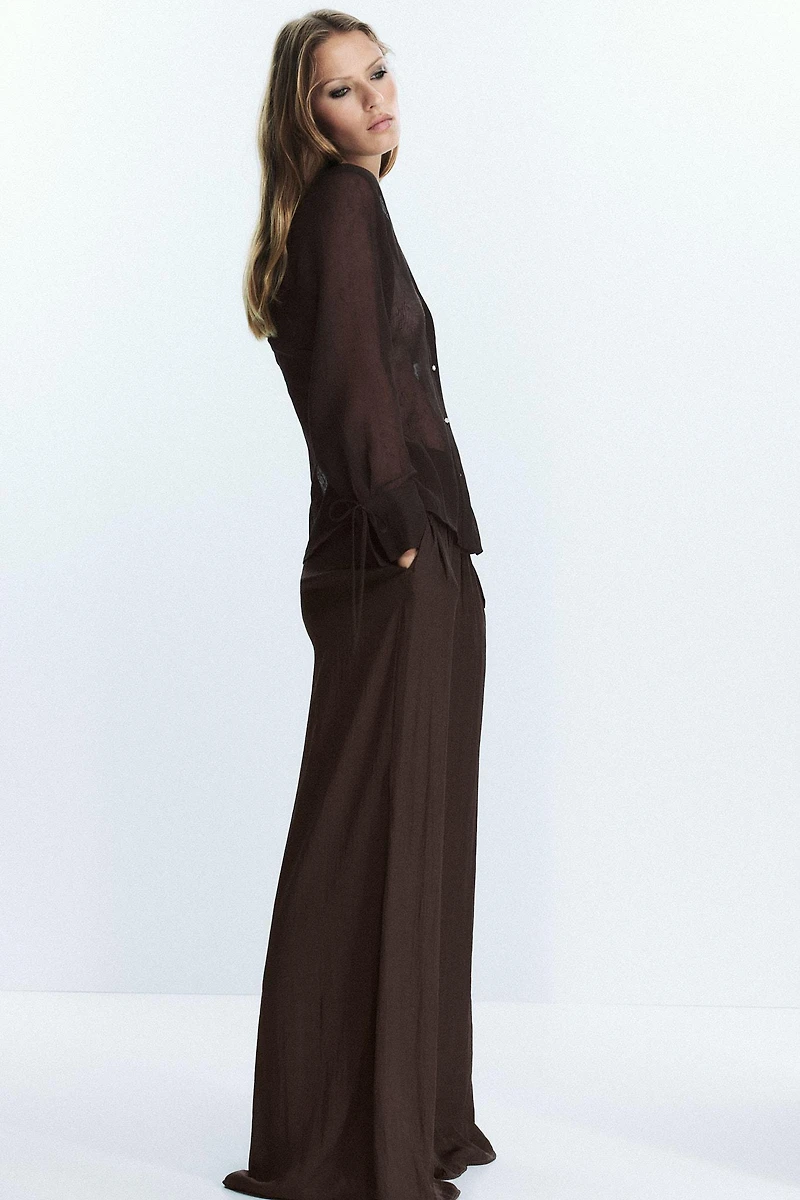 SEMI-SHEER SHIRT WITH TIES