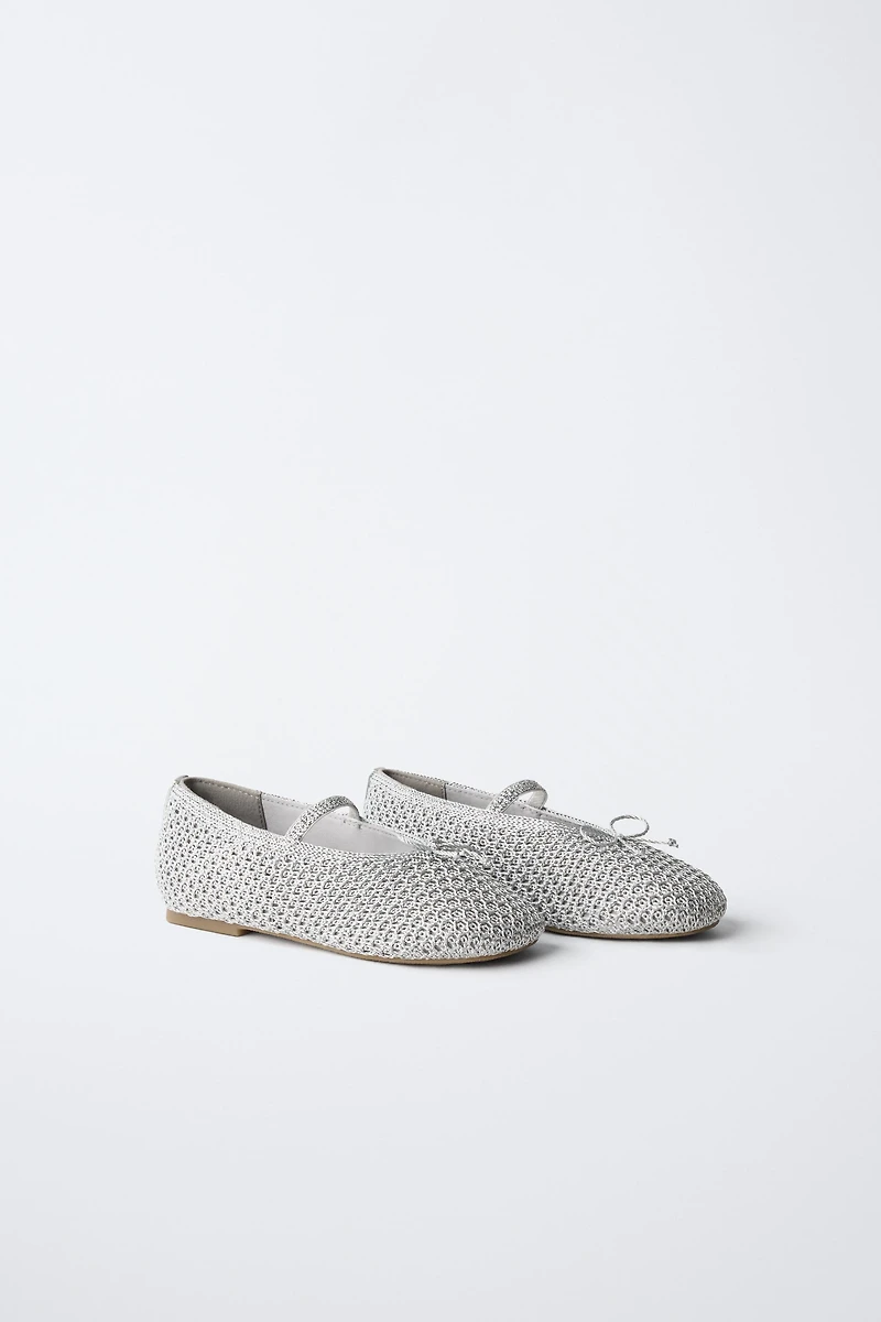METALLIC CROCHET BALLET FLATS