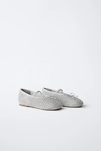 METALLIC CROCHET BALLET FLATS