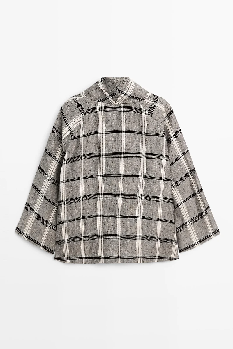 Check tie-detail overshirt