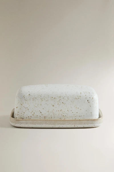 STONEWARE BUTTER DISH