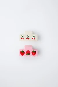 LOT DE DEUX PINCES FRAISES ET CERISES