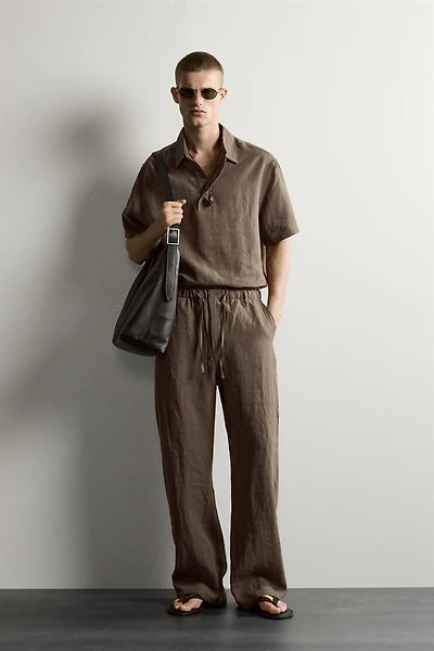 100% LINEN BOXY FIT POLO SHIRT
