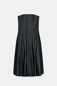 TRF DENIM MIDI DRESS WITH OFF-THE-SHOULDER NECKLINE