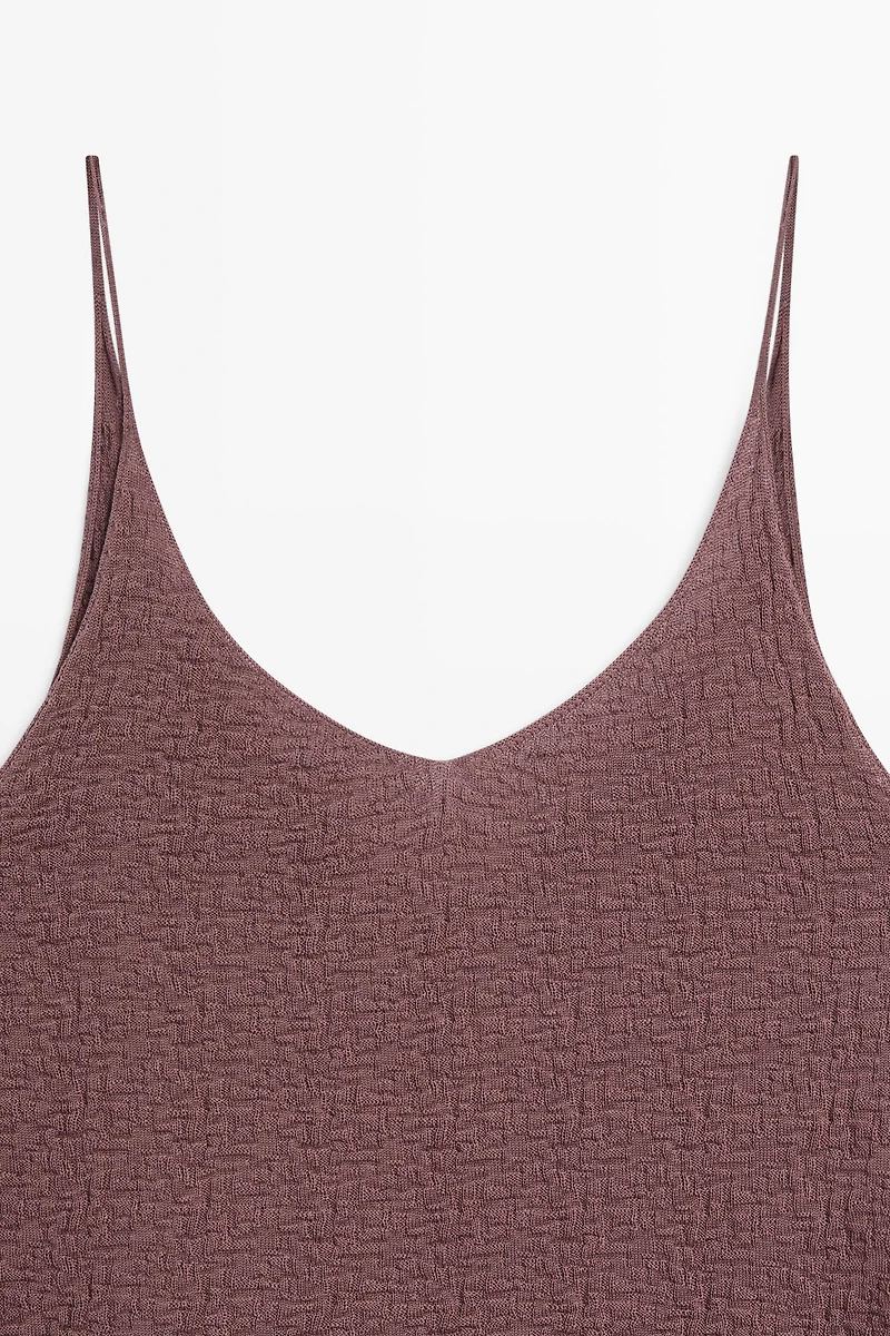 100% cotton textured strappy top