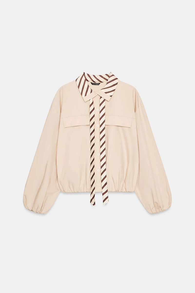 CONTRAST COLLAR POPLIN SHIRT
