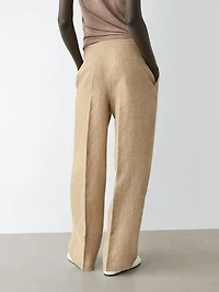 Pantalon fluide à détail pinces lin