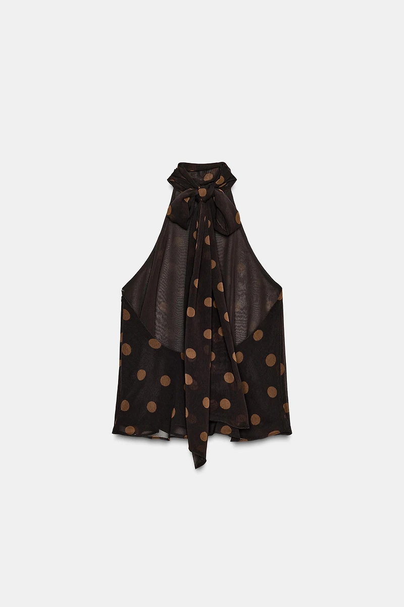 GEORGETTE HALTER TOP WITH DOTS