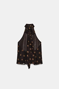 GEORGETTE HALTER TOP WITH DOTS