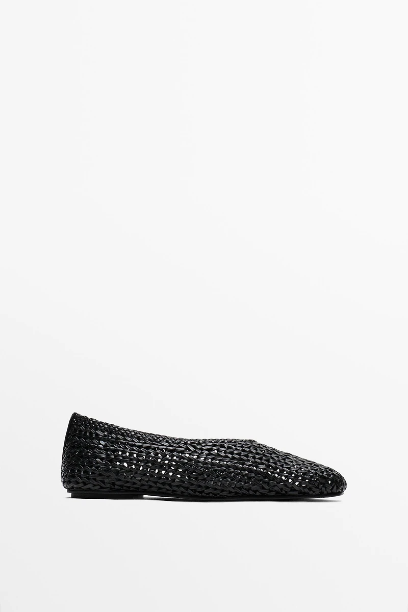 Braided sheepskin ballet flats