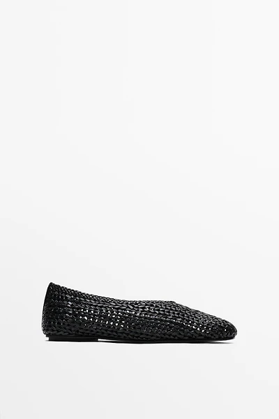 Braided sheepskin ballet flats