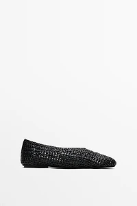 Braided sheepskin ballet flats