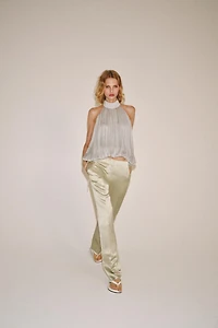 ZW COLLECTION LINEN BLEND STRAIGHT-LEG TROUSERS