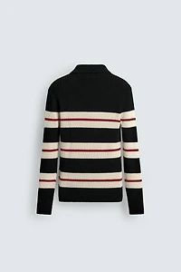 STRIPED JACQUARD KNIT POLO SHIRT