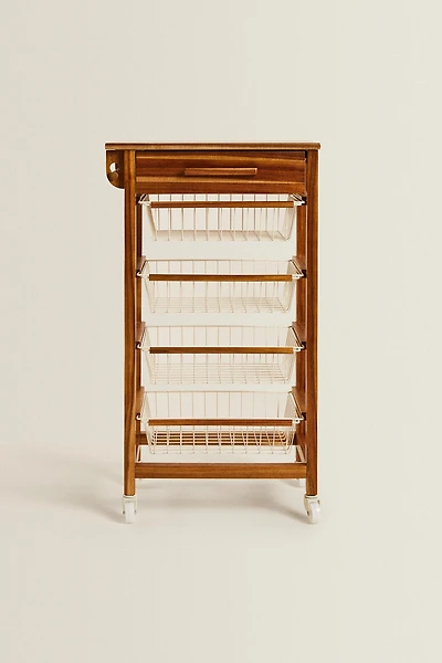 WOOD AND METAL STORAGE FURNITURE WITH WHEELS