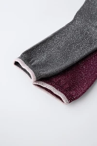 LOT DE DEUX PAIRES CHAUSSETTES LONGUES BRILLANTES