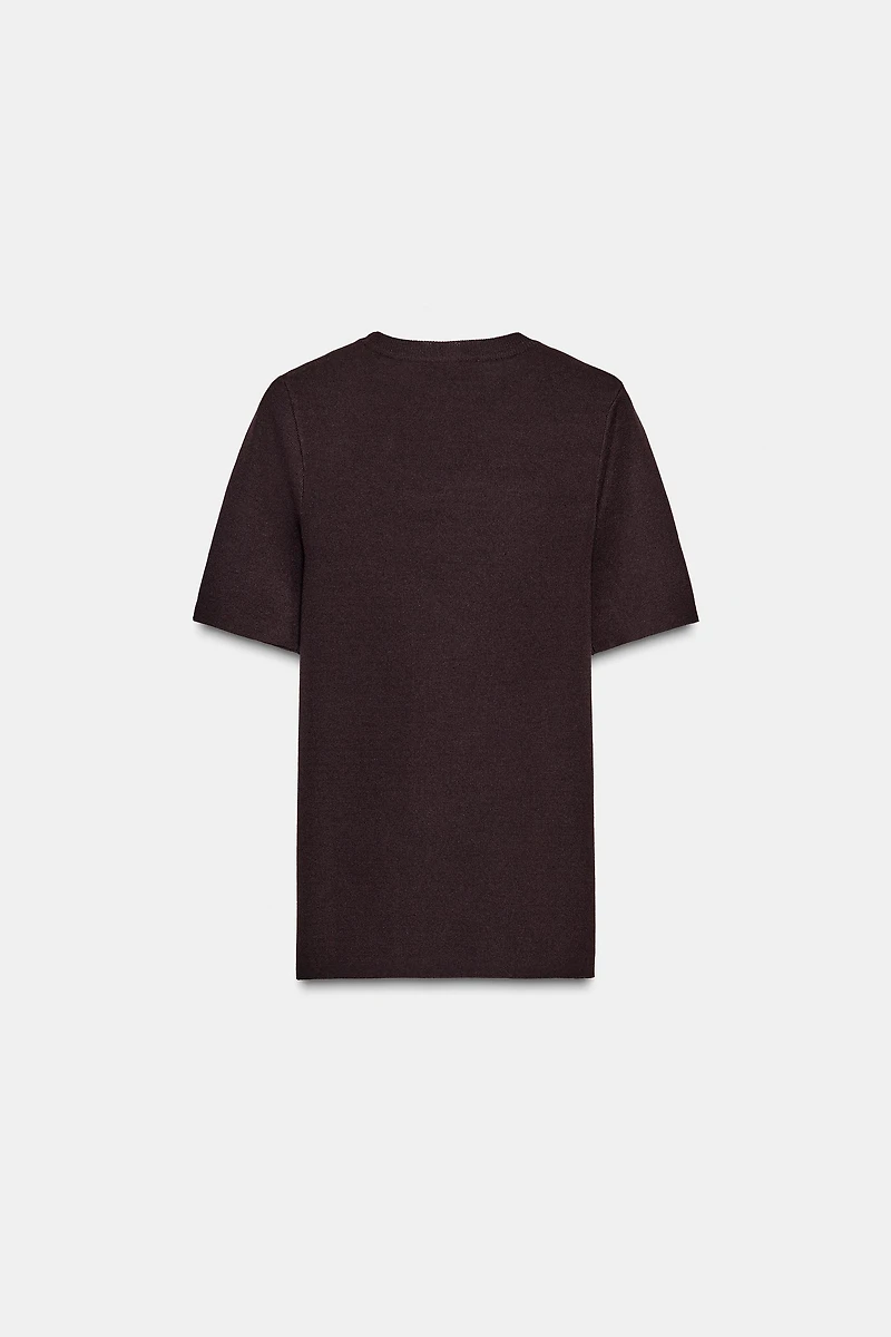 SHORT SLEEVE BASIC KNIT TOP