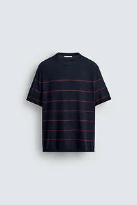 T-SHIRT EN MAILLE AVEC JACQUARD À RAYURES