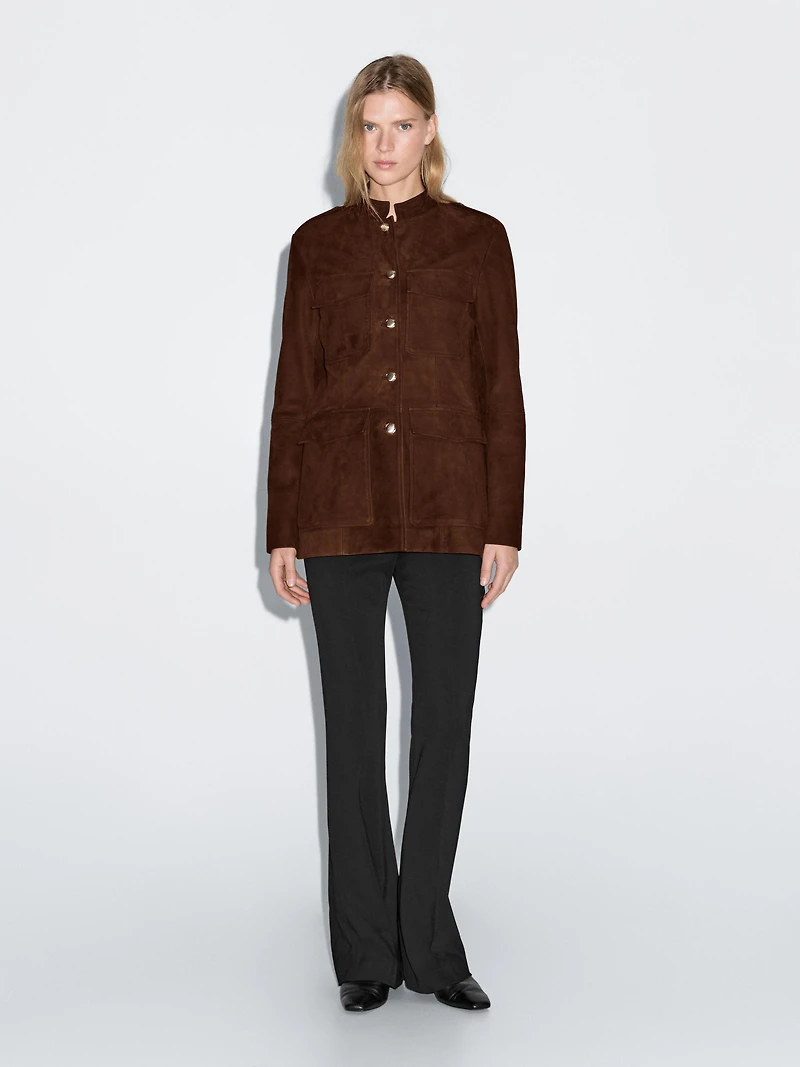 Suede leather safari jacket