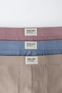 6-14 ANS/ LOT TROIS BOXERS CÔTELÉS ÉTIQUETTE
