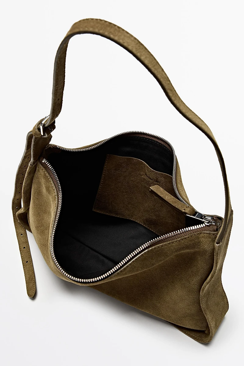 Split suede leather crossbody bag
