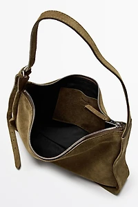Split suede leather crossbody bag