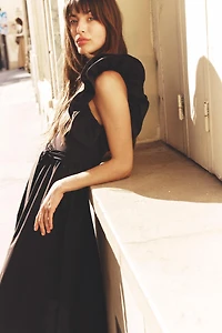 RUFFLED COMBINATION DRESS