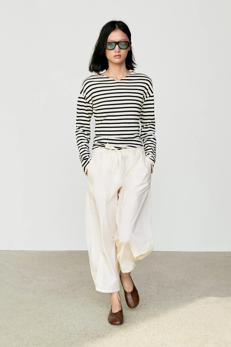 100% cotton long sleeve striped sweater