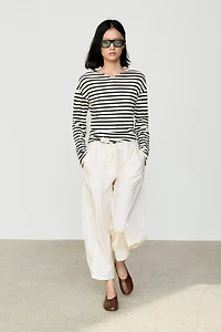 100% cotton long sleeve striped sweater