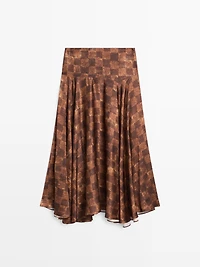 Chequered print midi skirt
