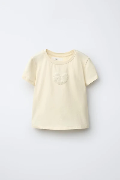 BEADED BOW T-SHIRT